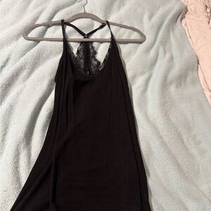 Buckle Black Lace Detail Tank Tops